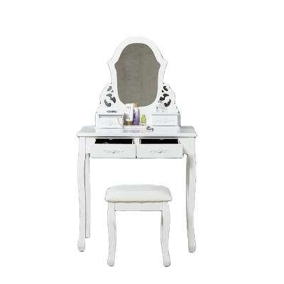 China Modern Mirror 4 Drawers Makeup Dressing Table With Cushioned StoolVanity Table Set for sale