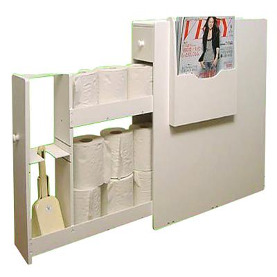 China Viable with two compartments in white wooden products toilet storage cabinet for sale