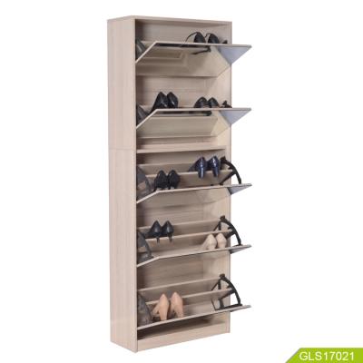 China Wholesale Space Saving Wooden Shoe Rack Cabinet with Integral Mirror for Space Saving for sale