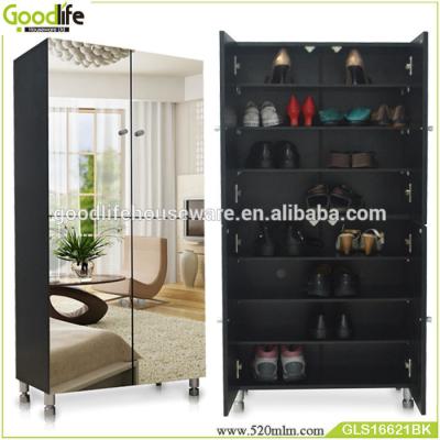 China 8 Layer PANEL Double Door Large Shoe Cabinet With Goodlife Mirror for sale