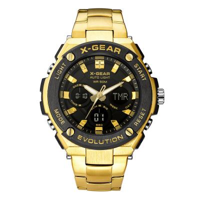 China 2019 X-GEAR Alarm Stainless Steel Men Waterproof Digital Luxury Gold Watch for sale