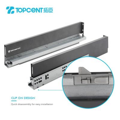 China Topcent Modern Soft Closing Metal Drawer Box Slim Drawer Slides Tandem Box For Kitchen Furniture for sale