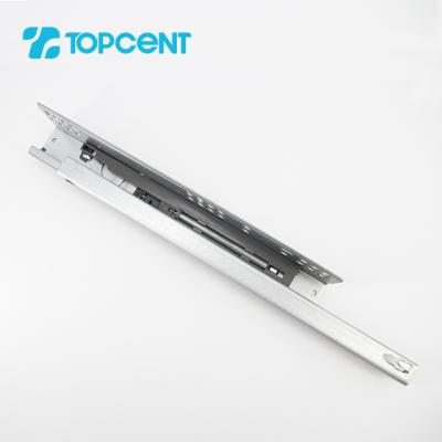 China TOPCENT Modern Cold Rolled Steel Soft Narrow Concealed Cabinet Drawer Extension 2 Folds Single Telescopic Slide for sale