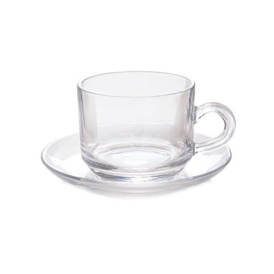 China Stocked 6oz Glass Tea Coffee Cups And Saucers Sets for sale