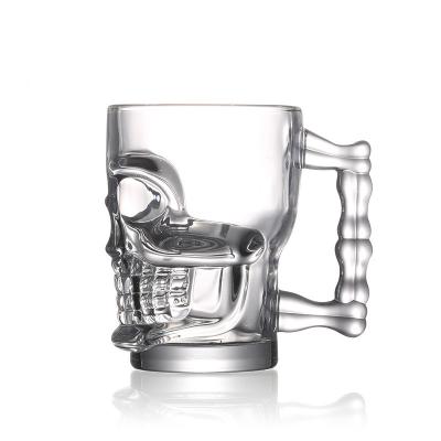 China Wholesale 500ml CLASSIC Skull Beer Drinking Glasses Mug With Handle for sale