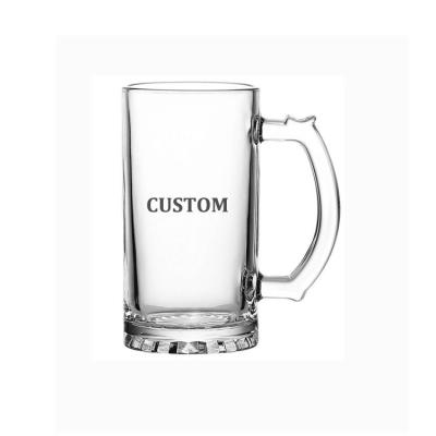 China Wholesale Promotional Custom 16 Ounce Drinking Glasses CLASSIC White Beer Mug With Handle for sale