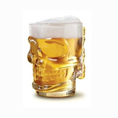 China Skull Shaped Halloween Skull Face Beer Glass Mug Skull Beer Mug for sale