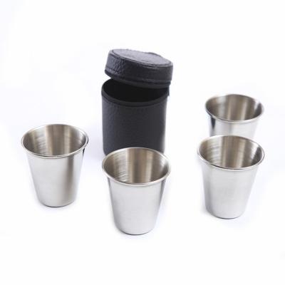 China CLASSIC 30ml 70ml Metal Shooter Stainless Steel Shot Glasses Mug Set With Bag for sale