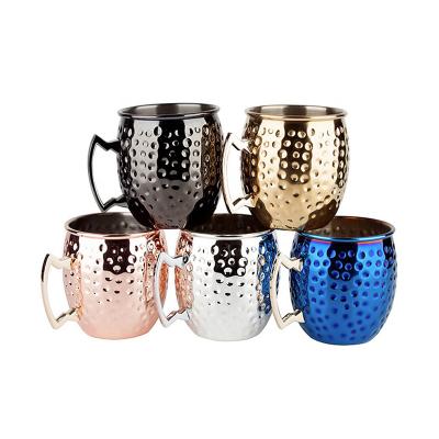 China Stocked Creative Hammered Silver Black Dot Copper Mugs Moscow Mule Colorful Mug for sale