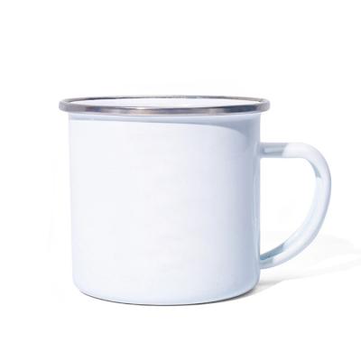 China 12 oz Viable 350 ml Sublimation White Enamel Mug Camping Coffee Mug for sale