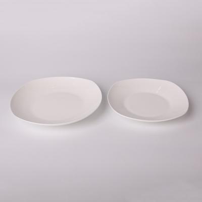 China Simple Design Sustainable 7 Inch White Porcelain Dinnerware Sets Restaurants Dishes Square Ceramic Dishes For Home for sale