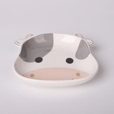 China Minimalist 7 Days Delivery Cow Shape 4 Inch Children's Dish Flavored China Tableware Set Tableware For Children for sale