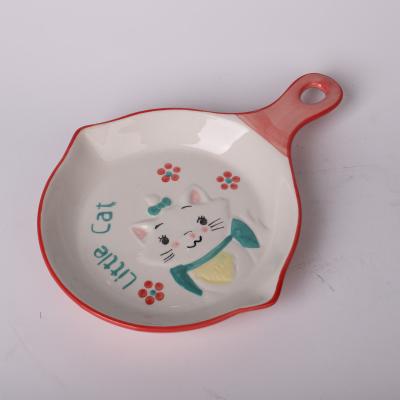 China Minimalist 7 Day Delivery Small Cat Pattern Cheap Bulk Dinner Plates Food Dishes Kids Cutlery Set for sale