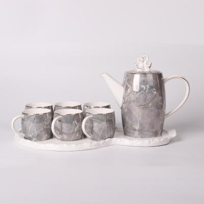 China Sustainable Innovative New Design Style Ceramic Tea Set Seven Days Delivery Ceramic Tea Cup Set Coffee Cup Set for sale