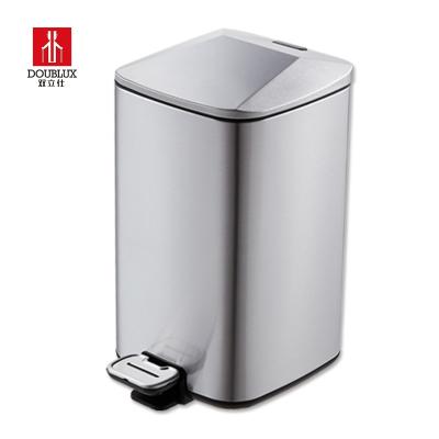 China Sustainable New Type Metal Trash Can Stainless Steel Square Trash Can Kitchen Living Room Quiet Trash Can for sale