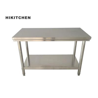 China Durable Kitchen Equipment 1.0mm Thickness Food Prep Work Bench / Stainless Steel Coating Kitchen Table With Under Shelf Plant for sale