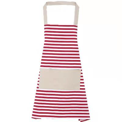 China Modern high quality hot sale ladies kitchen polyester cotton canvas striped simple apron waterproof oil repellent apron for sale