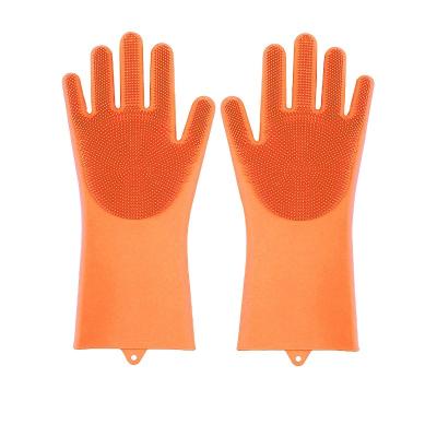 China Hot Selling Soft Dishwashing Gloves Cleaning Household Gloves Kitchen Dishwashing Silicone Waterproof Gloves Wholesale for sale