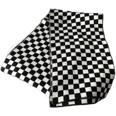 China Fashionable black and white plaid scarf factory style retro Korean wholesale modern scarf simple double-sided soft scarf for sale