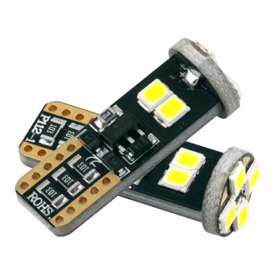 China Interior Atmosphere T10 LED Light Bulb W5W 8 SMD 2835 For DC12V LED Wedge Width Door Marker Light License Plate White Blue Auto Lamp for sale