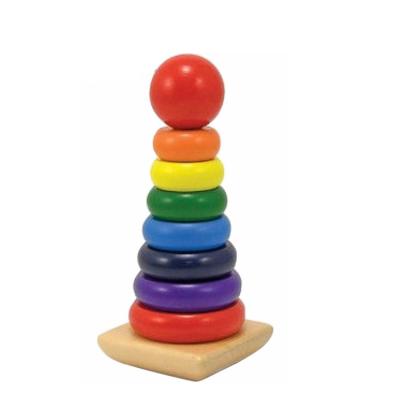 China Montessori materials; for Sale Montessori Materials Rainbow Tower Stacker Plush Toys Educational Wooden Rainbow Tower for sale