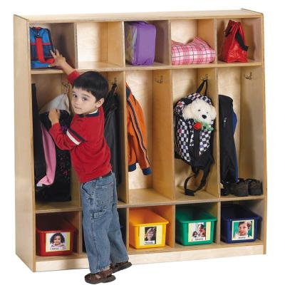 China Modern Wooden Backpack Cubby Storage Organizer with Hooks for Nursery School Coat Locker for Toddlers Commercial or Personal Use for sale