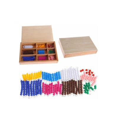 China Early Learning Wooden Game Montessori Educational Mathematics Toy Material 1-9 Bead Bar In Wooden Box for sale