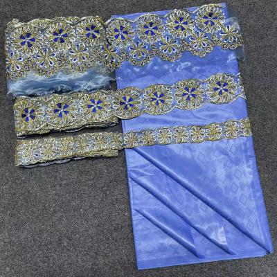 China Sustainable african lace trim and bazin fabric cotton sewing lace for clothes for sale