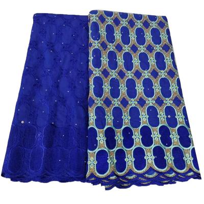 China Sustainable Nigerian Blue Chenlee Brocade Fabric Voile Lace For Clothes Cotton Fabric for sale