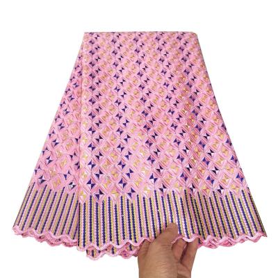 China Sustainable Chenlee Pink Voile Laces By The Yards Dry Embroidery Lace Fabric African for sale