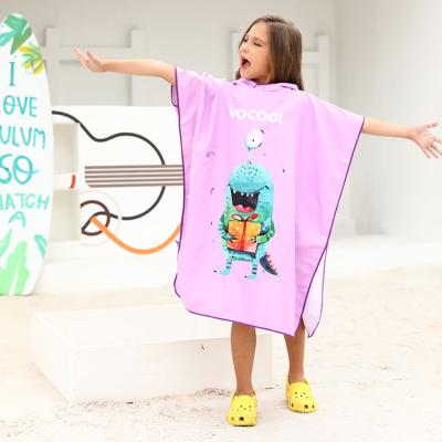 China Customized Microfiber Compressed Poncho Beach Bath Wrap Towel Kids Hooded Beach Bath Towel for sale