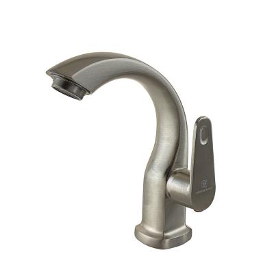 China Faucets Factory Outlet Metered Single Hole Deck Mounted Stainless Steel Lavatory Cold Water Faucet For Bathroom for sale