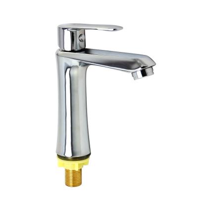 China Metered Faucets Factory Supplier Deck Mounted Zinc Single Body Cold Water Square Handle Basin Faucet for sale