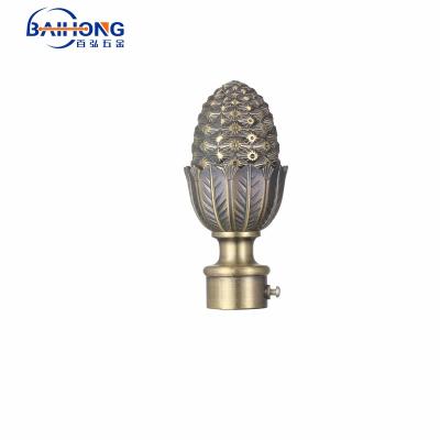 China Contemporary Brass Color Iron Curtain Pole Finials For Home Decoration for sale