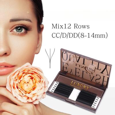 China 3D W-Shaped Eyelash Extension Premade Volume Individual Lashes C/D/Dd Curling Double Tips Cashmere Eyelash Extension 8-14mm for sale