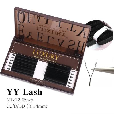 China Yy Shape Volume Lash Extensions C/D Curl 0.1mm Long Lasting Premade Fans Matte Black Lashes DIY Grafting Eyelashes 8-14mm for sale