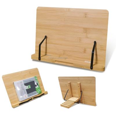 China Bamboo Customized 5 Angle Adjustable Cook Bamboo Book Stand Holder Bookcase For Reading for sale