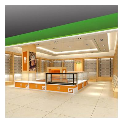 China MYS Single Sided Customized Wooden Pharmacy Shop Counter Display Medical Furniture Furniture Design For Retail Pharmacy for sale