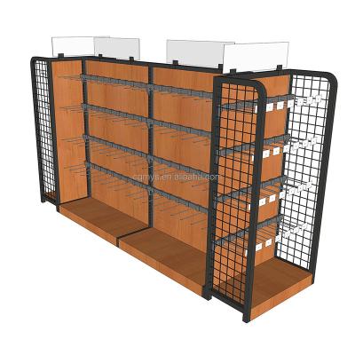 China Single Sided MYS Customized Supermarket Shelves Steel Wood Shelves Retail Display Gondola Shelving / Rack For Store 630x680xH1350mm for sale