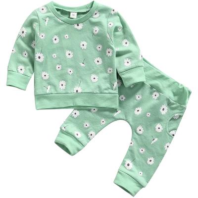 Κίνα Polyester / Cotton Flower Newborn Infant Baby Clothes Sets Long Sleeve Sweatshirts Tops Pants Outfits προς πώληση