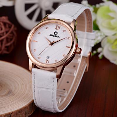 China Fashionable Date CASIMA 2607 Leather Waterproof Women Automatic Dress Watch Women Quartz Watch for sale