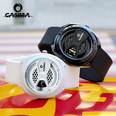 China Water Resistant CASIMA Cool ODM Gift Men Watch Waterproof Silicone Band Fashion Street Watch PVD Black Quartz Men Watch for sale