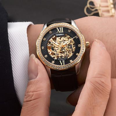 China Automatic Date CASIMA 8805 Men Watches 100 Meter Waterproof Stainless Steel Rhinestones Men Watches Luxury Hollow Business Watch Men for sale