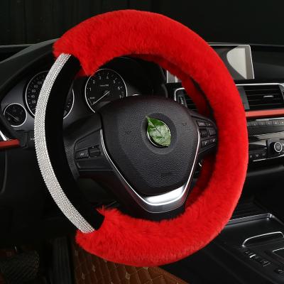 China China best entry luxury design selling fur with diamond steering wheel cover quick and soft anti-skid auto decoration steering wheel covers for sale