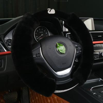 China Universal Luxury Entry Fur Steering Wheel Cover With Swan Interior Car Accessories Car Covers OEM ODM for sale