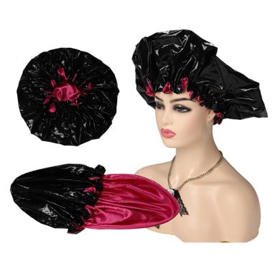 China Long Lasting Double Layer Bath Cap Shower Caps Black Custom Shower Caps Woman Large Shower Cap For Hotel for sale