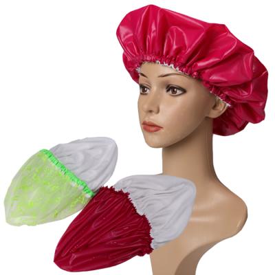 China Custom Viable Women Shower Hats Custom Made Double Layers Braid Hair Hood Waterproof Shower Hat for sale