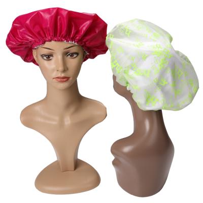 China Viable Customize Turban Shower Hats Double Layers Waterproof Hair Hood Shower Hat Terry Towel Bath Hats for sale