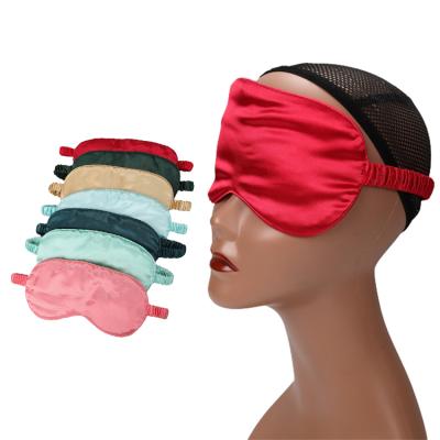 China hot selling amazon multi color anti-wrinkle double sided silk satin sleep visor with elastic band sleep silk eye mask for sale