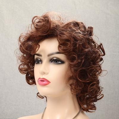 China High Quality Long Lasting Curly Highlight Wig Medium Size Medium Size Curly Bangs Natural Curly Wig For Women for sale